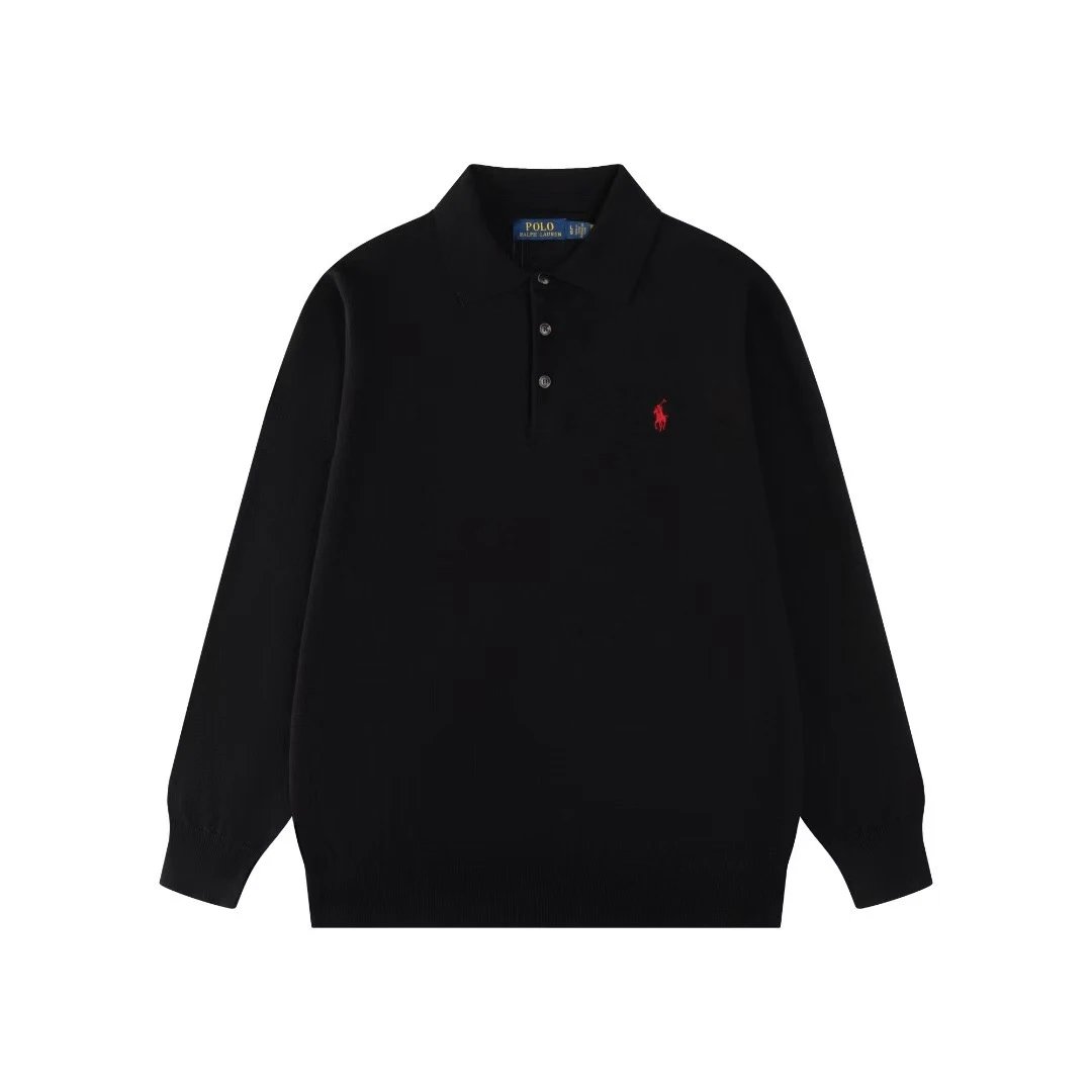 Embroidered Knit Polo Shirt Long Sleeve photo 4