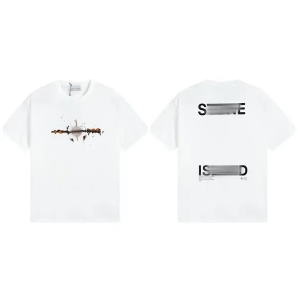 Design Abstract Graphic Print White T-Shirt - 1