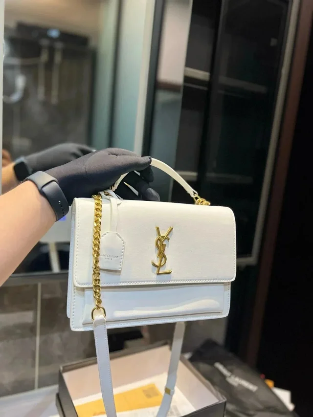Saint Laurent Crossbody Bags Chain-Strap Flap Bag with Cassandre Logo product detail image 9