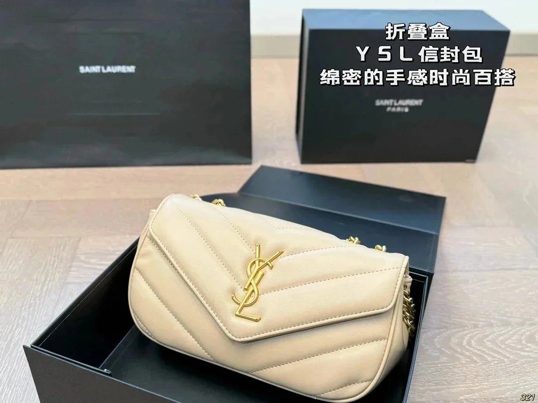 Saint Laurent Crossbody Bags Chain-Strap Flap Bag with Cassandre Logo — 34