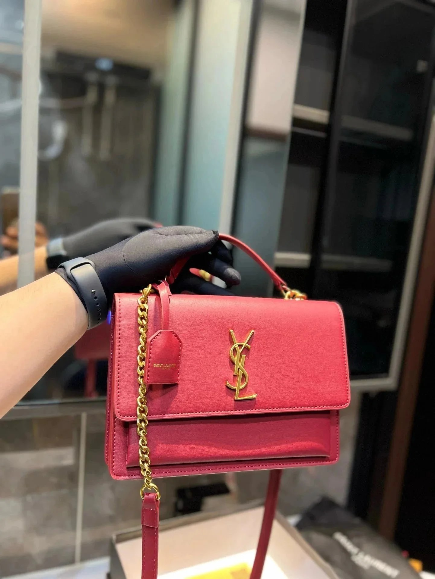 Saint Laurent Crossbody Bags Chain-Strap Flap Bag with Cassandre Logo image 10