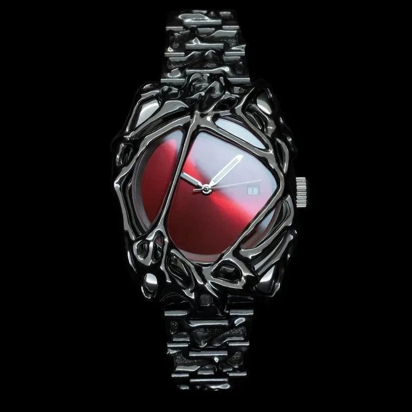 Alabaster Sinew Irregular Web Texture Gothic Hip Hop Watch