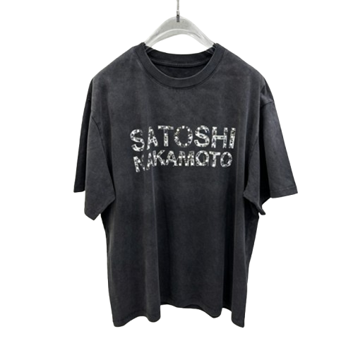 Satoshi Nakamoto Washed Distressed Oversized T Shirt
