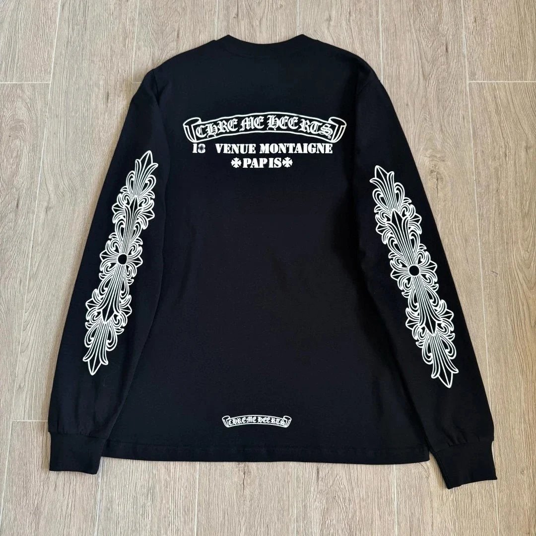 Chrome Hearts Paris Venue Scroll Print Long Sleeve T Shirt