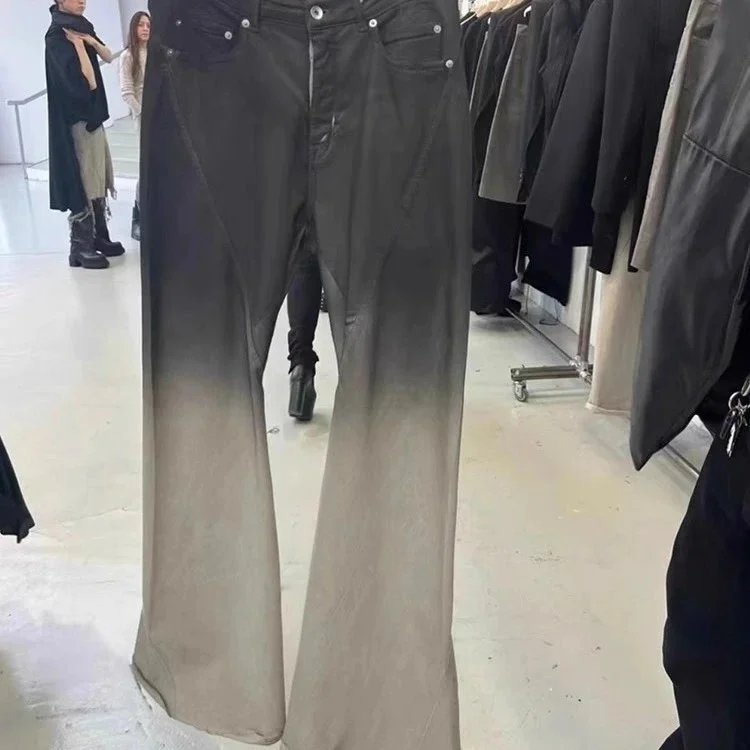 Flared Beige Black Jeans