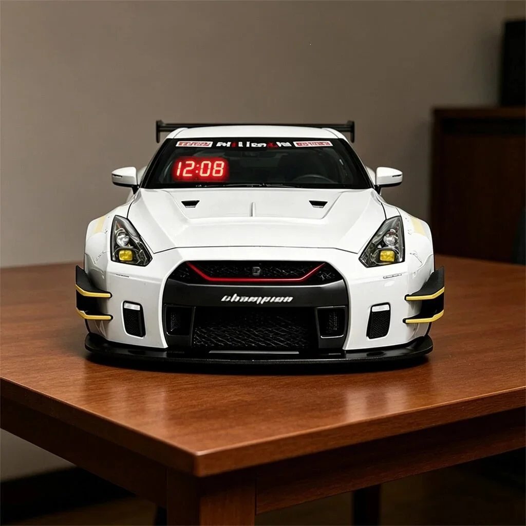 Nissan GTR R35 Race Car Shaped Digital Desk Clock