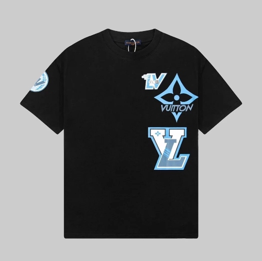 Louis Vuitton T-Shirts Short-Sleeve Graphic T-Shirt — Black-20