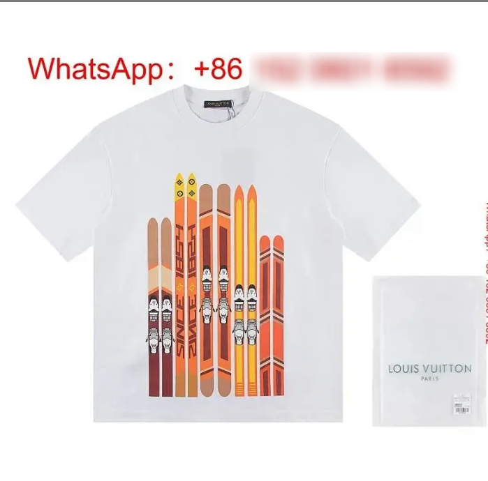 Louis Vuitton T-Shirts Short-Sleeve Graphic T-Shirt — White-11