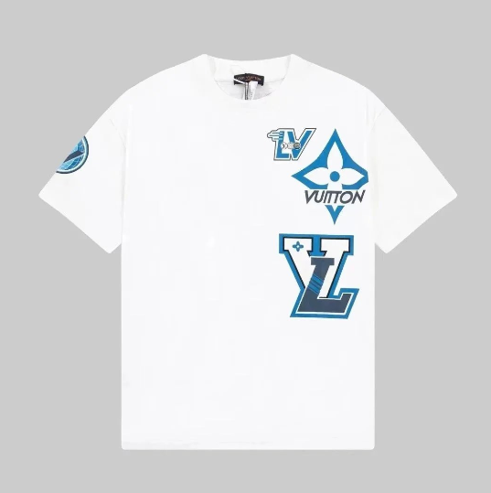 Louis Vuitton T-Shirts Short-Sleeve Graphic T-Shirt — White-20