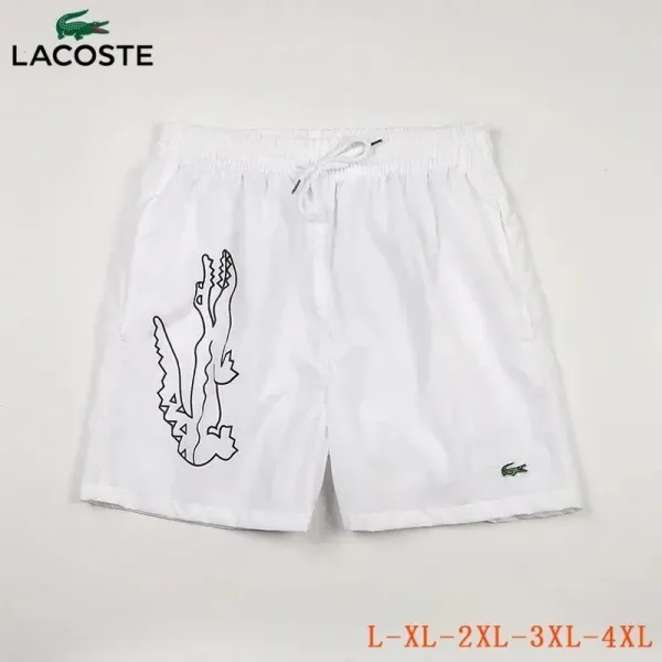 Lacoste Crocodile Outline Print White Swim Shorts - 1