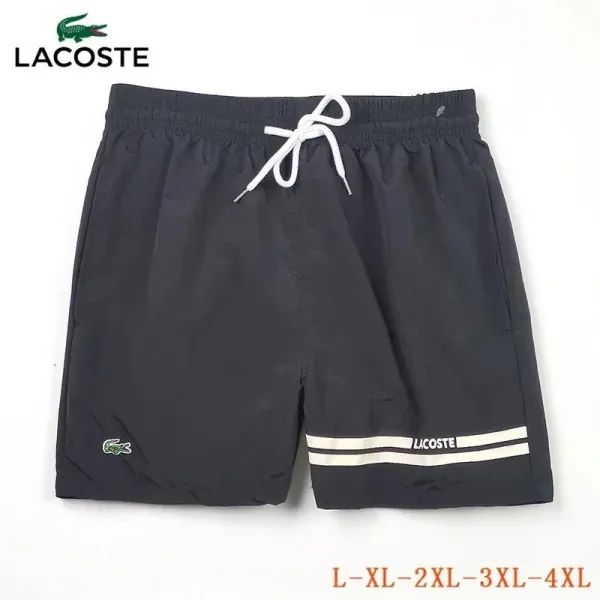 Lacoste Swim Shorts Navy with White Stripes - 1