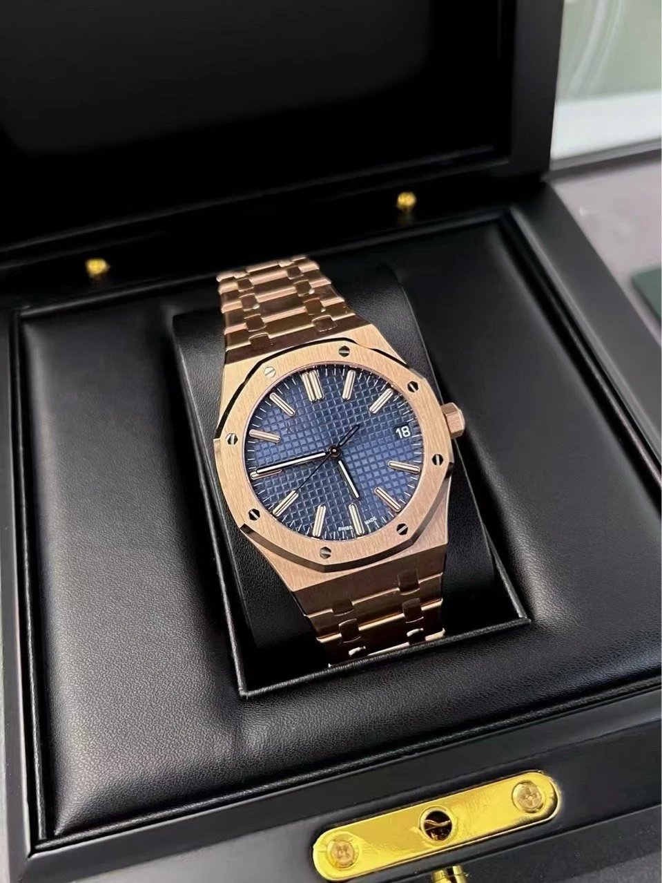 Audemars Piguet Royal Oak 15202ST Blue Tapisserie Dial Stainless Steel Watch Watches - 3