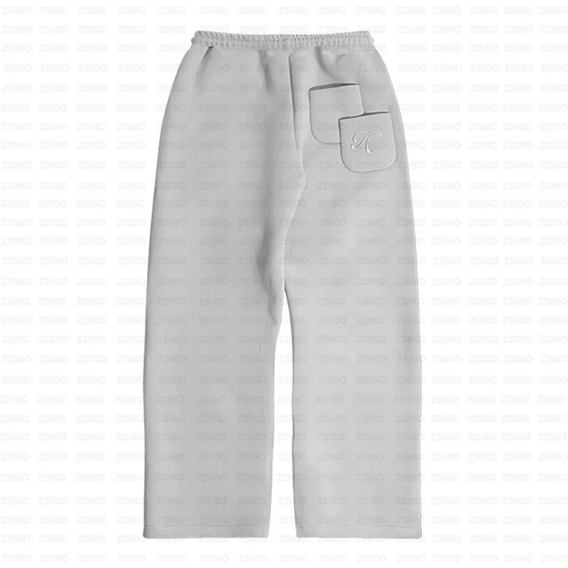 Gray Pocket Embroidery Pants