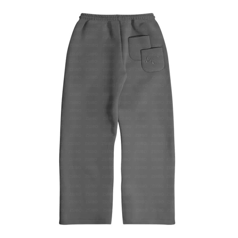 Dark Gray Pocket Embroidery Pants