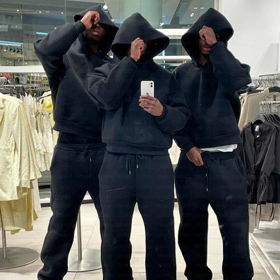 【 H-16 】 Casual, simple, couple's fashionable hooded sweatshirt, sports shirt, solid color loose sweatshirt, sweatpants