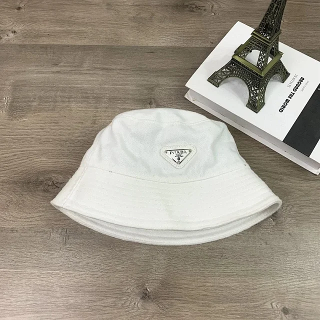 Prada Hats Triangle Plaque Bucket Hat product detail image 2