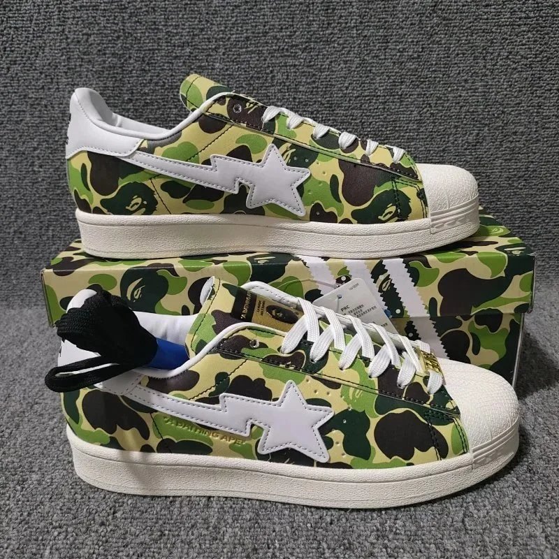 A BATHING APE Sneakers BAPE x adidas Superstar shell-toe low-top — Bape shell head camouflage