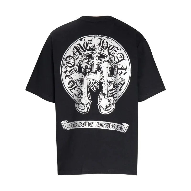 Chrome Hearts T-Shirts Short-Sleeve T-Shirt with Cross Graphic Print — 6005 black