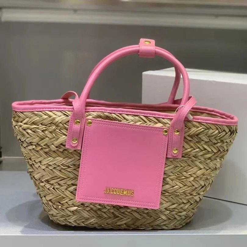 Jacquemus Handbags Woven Straw Basket Handbag with Leather Trim image 4