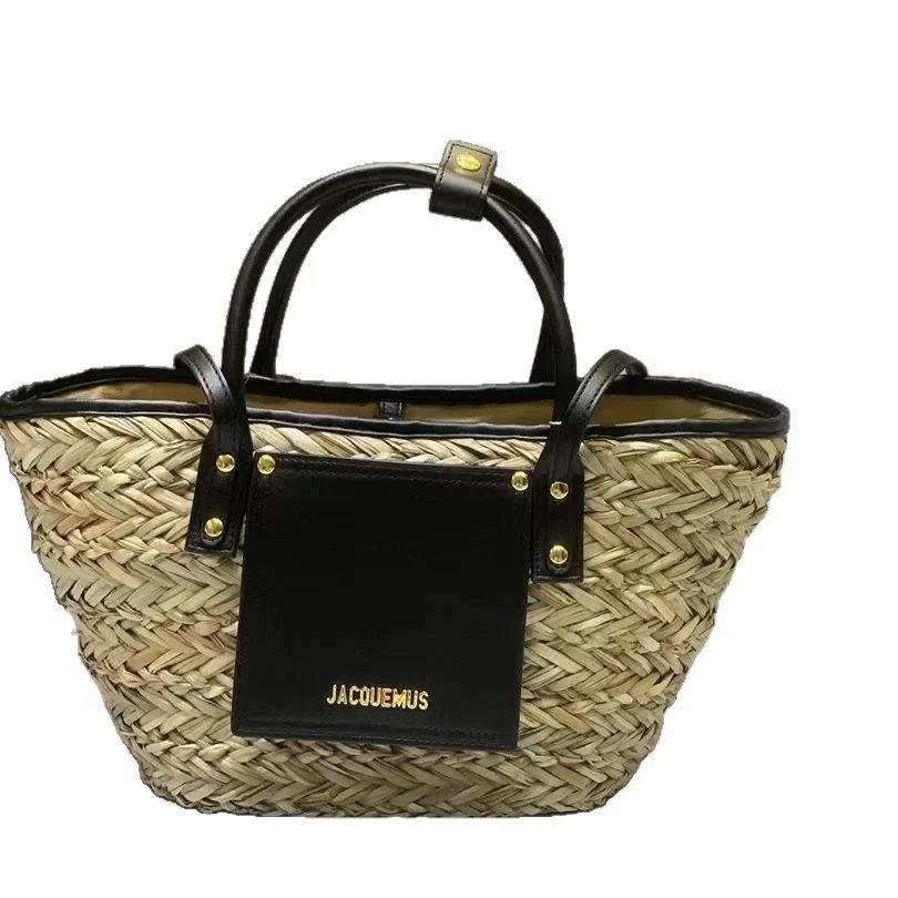 Jacquemus Handbags Woven Straw Basket Handbag with Leather Trim image 5
