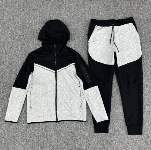 Black patchwork light gray (half sleeve) set