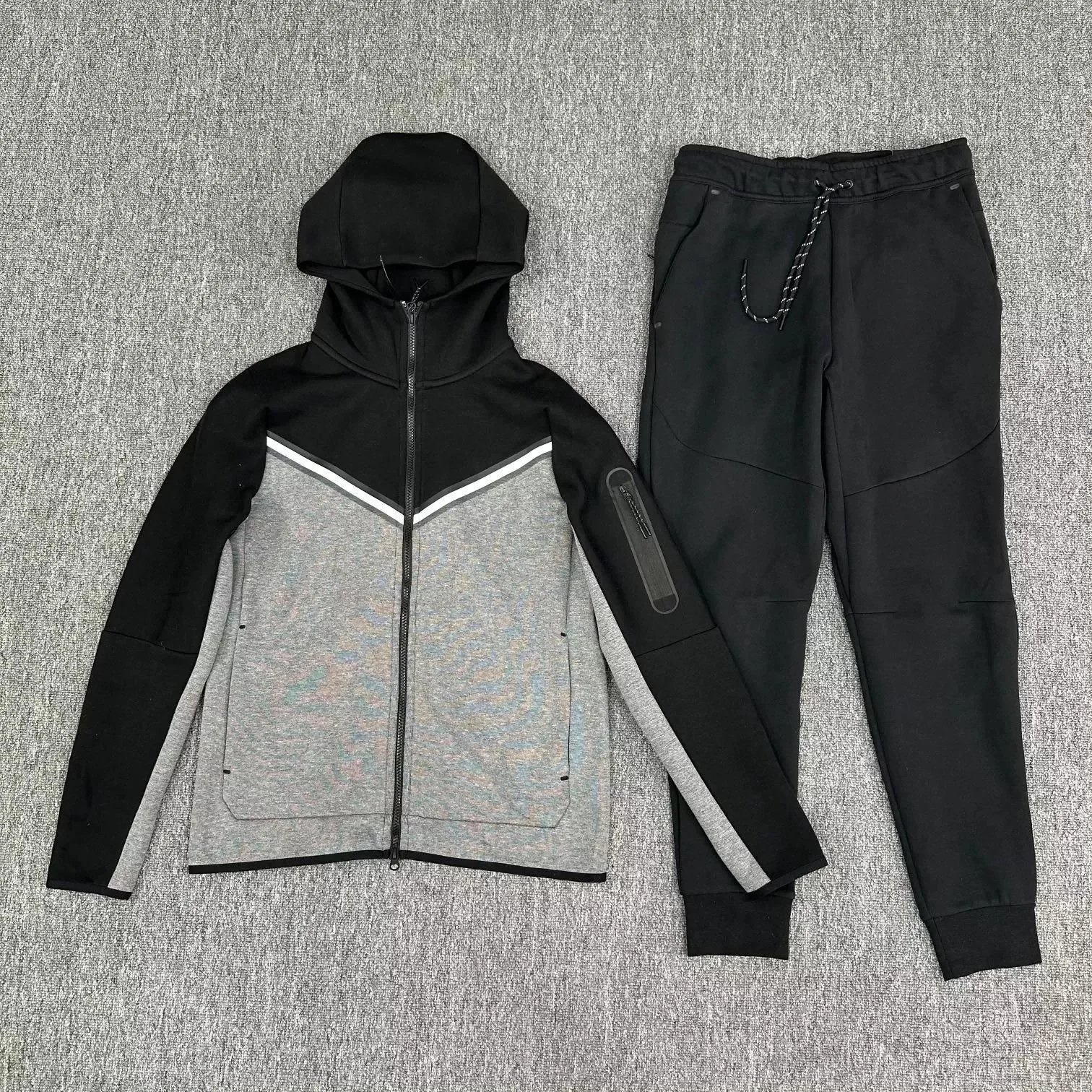 Black patchwork dark gray (full sleeves) paired with black pants