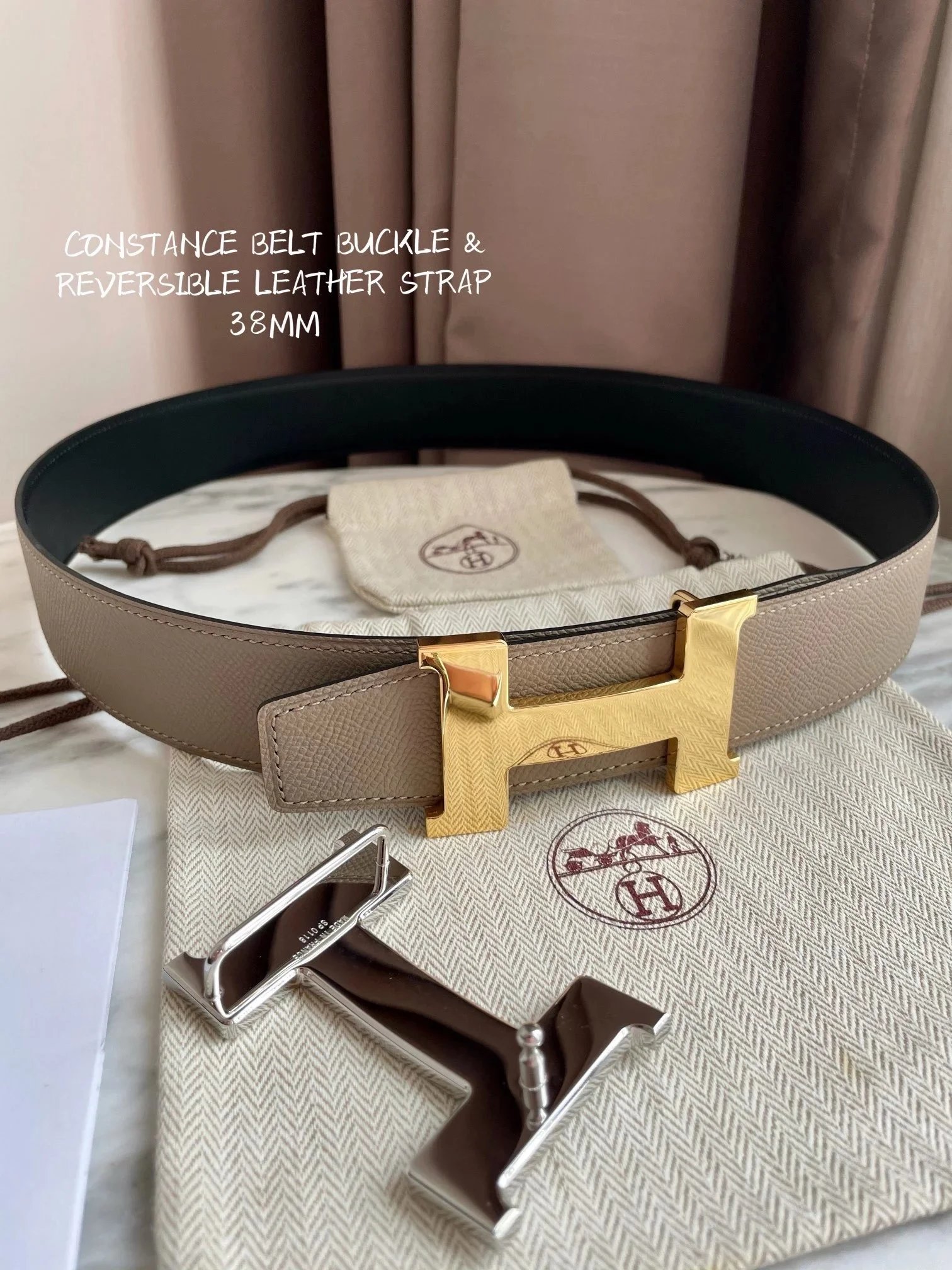 Hermès Belts Constance Reversible Leather Belt, 38 mm — Style: 5