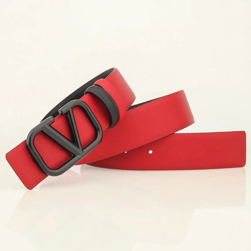 Valentino Belts V-logo buckle belt — Red, black button