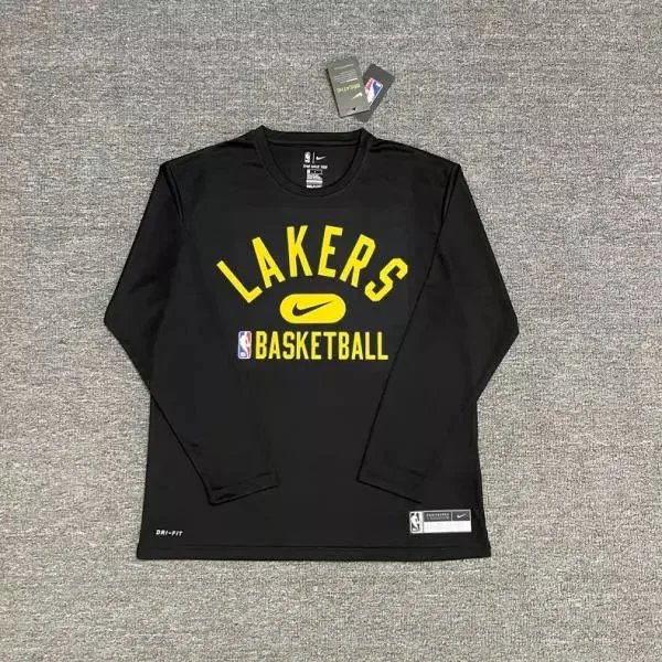 Nike T-Shirts NBA basketball long-sleeve Dri-FIT T-shirt — Lakers (black) quick-dry long-sleeve