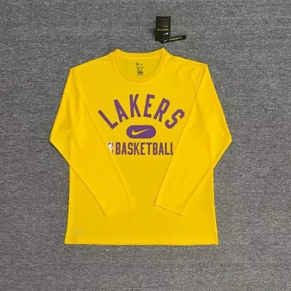 Nike T-Shirts NBA basketball long-sleeve Dri-FIT T-shirt — Lakers (yellow) quick-dry long-sleeve