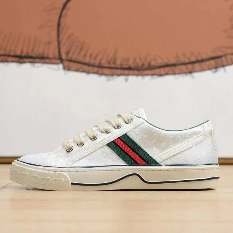 Gucci Sneakers Low-Top Canvas Web-Stripe — white