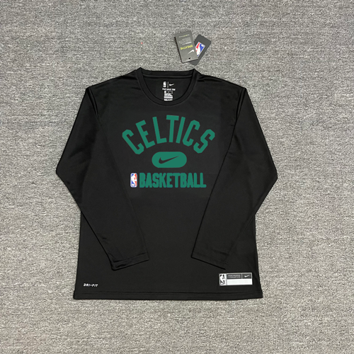 Nike T-Shirts NBA basketball long-sleeve Dri-FIT T-shirt — Celtic (black) quick-drying long-sleeve