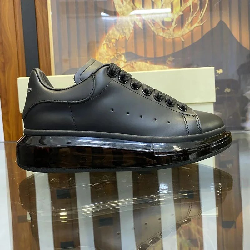 Alexander McQueen Sneakers Leather low-top with transparent air-cushion sole — Air Cushion All Black