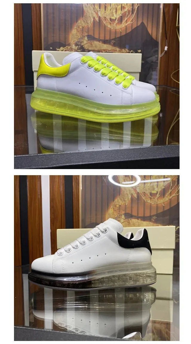 Alexander McQueen Sneakers Leather low-top with transparent air-cushion sole product detail image 6
