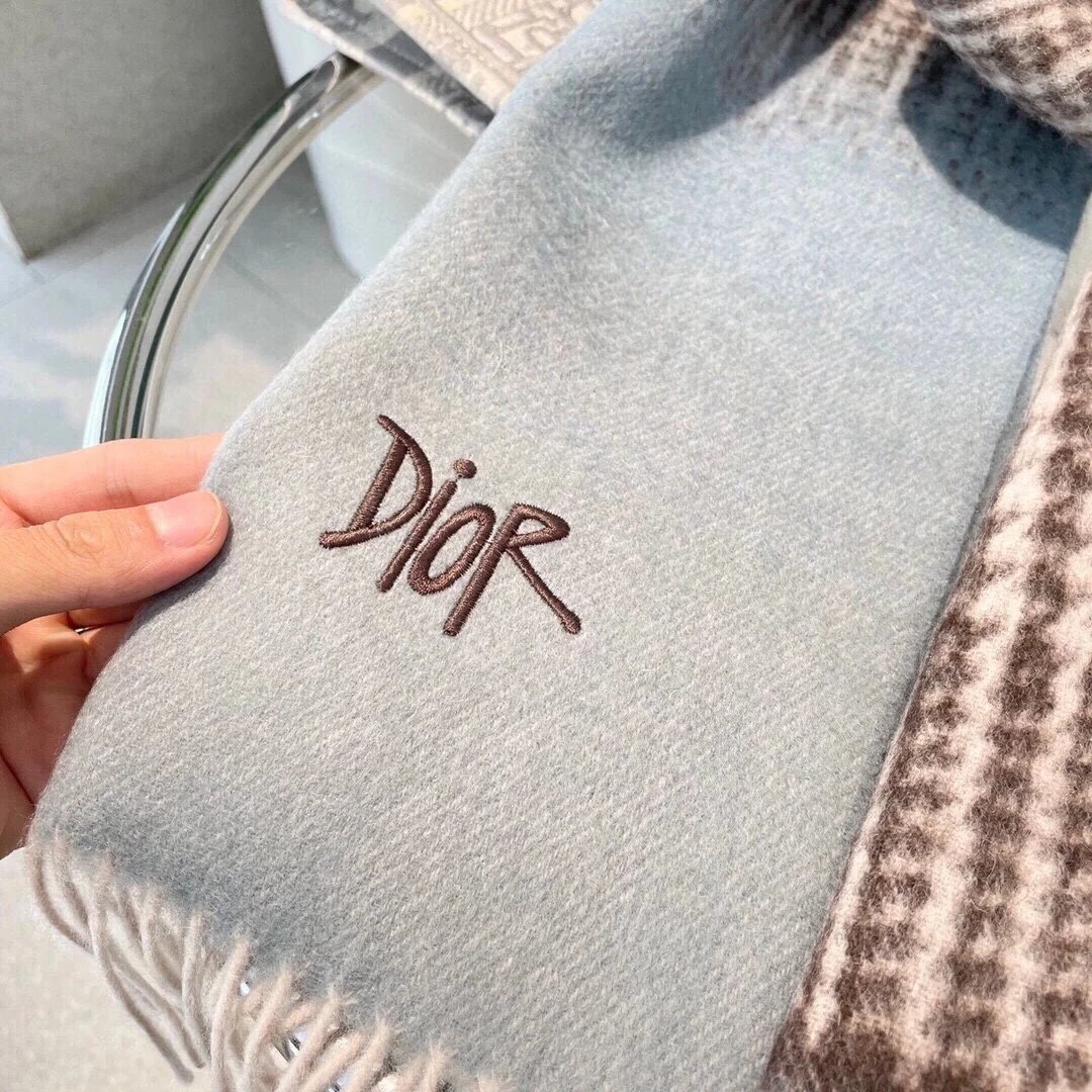 Dior Scarves Fringed embroidered logo scarf image 9