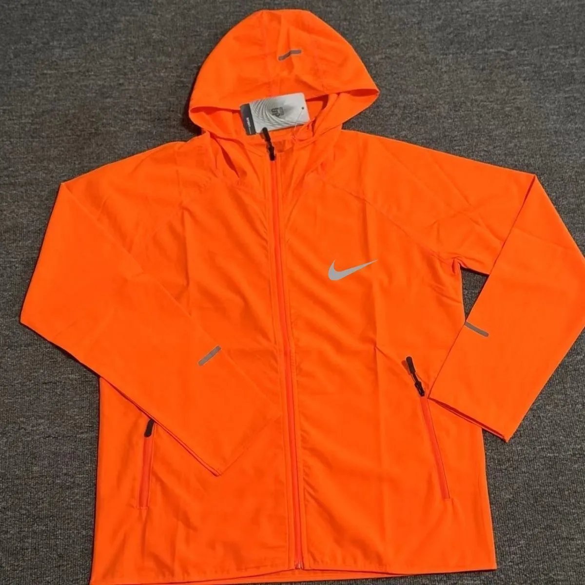 Nike Jackets Hooded reflective fleece-lined zip jacket — Orange trench coat, single hook