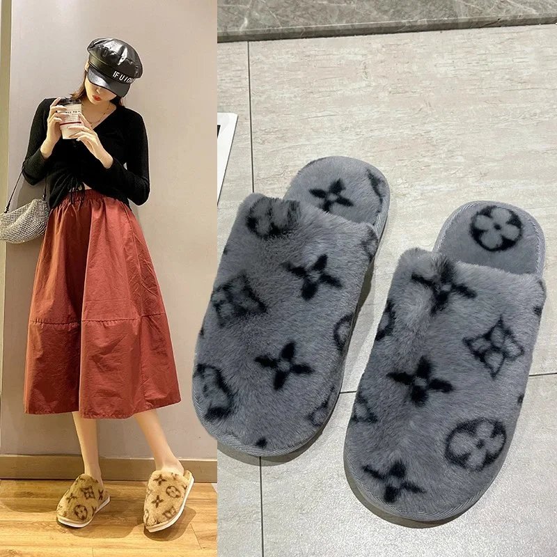 Unbranded Slippers Plush patterned open-back image 3