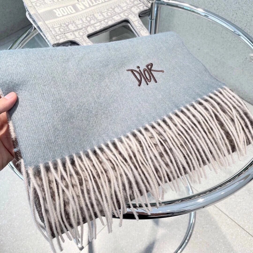 Dior Scarves Fringed embroidered logo scarf image 6