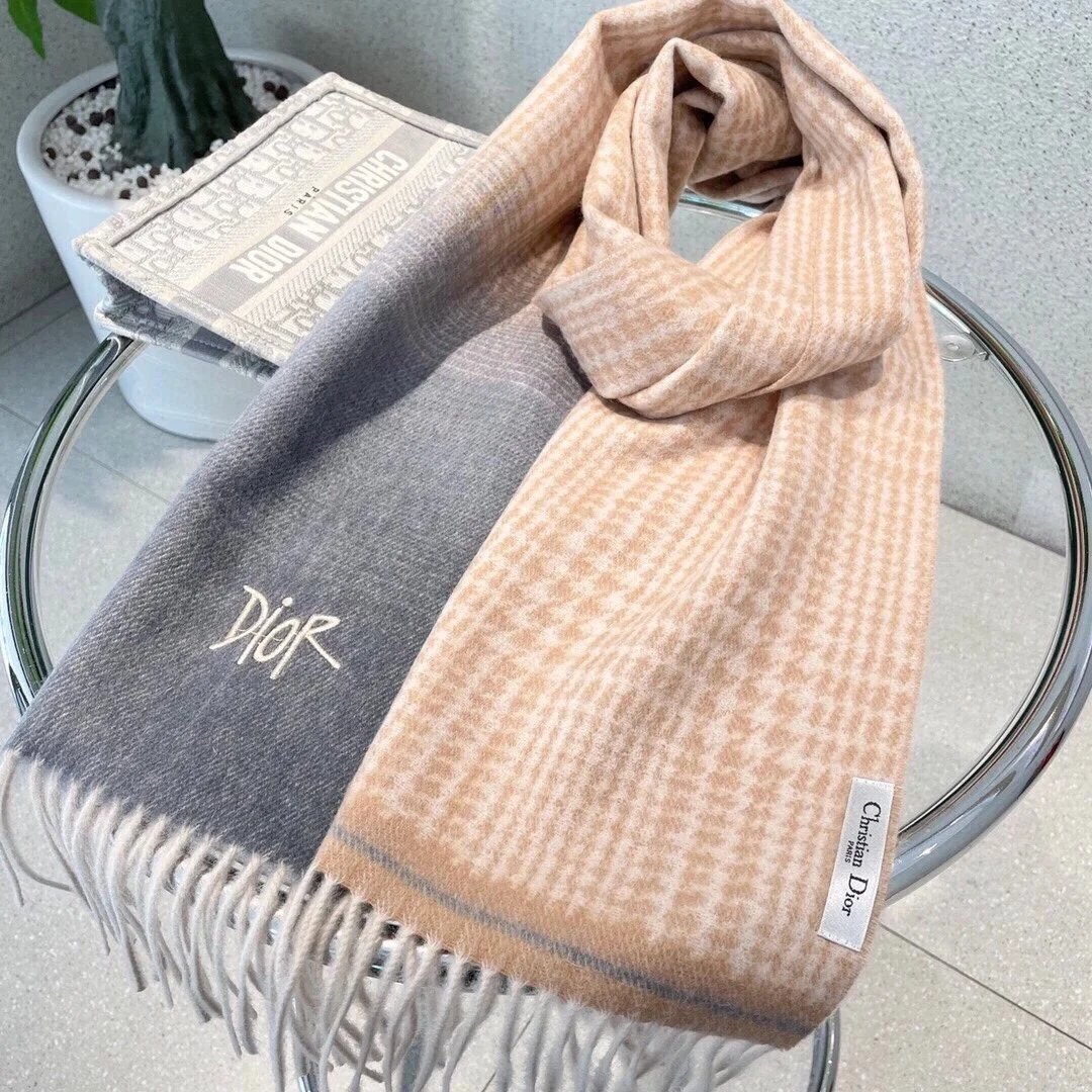 Dior Scarves Fringed embroidered logo scarf image 5
