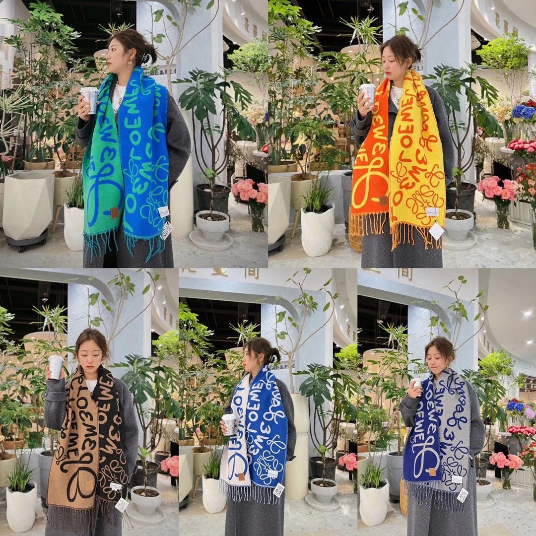 Loewe Scarves Reversible Anagram Logo Fringe Scarf image 2