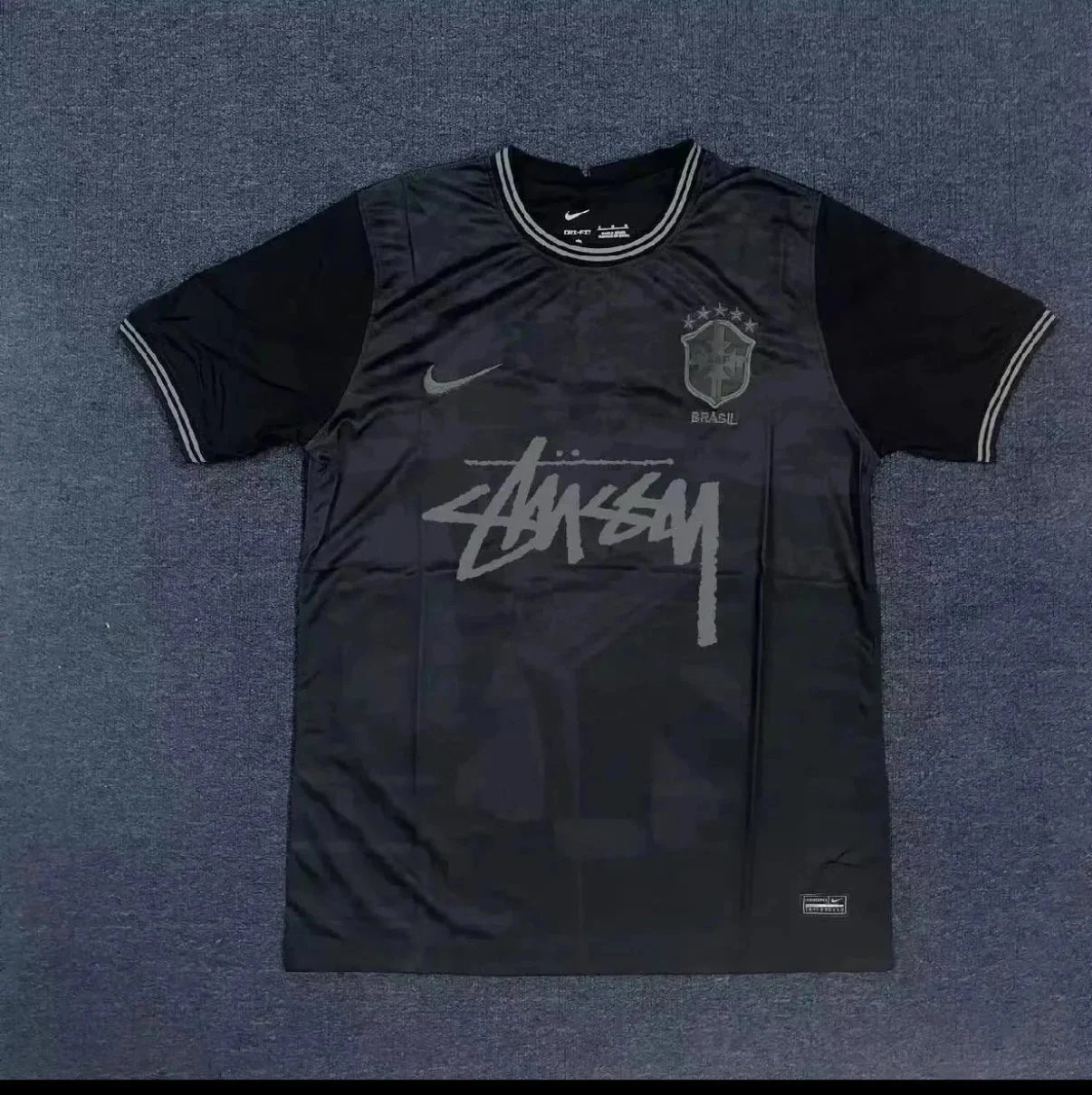 Stussy x Nike x Brazil Soccer Jersey Black