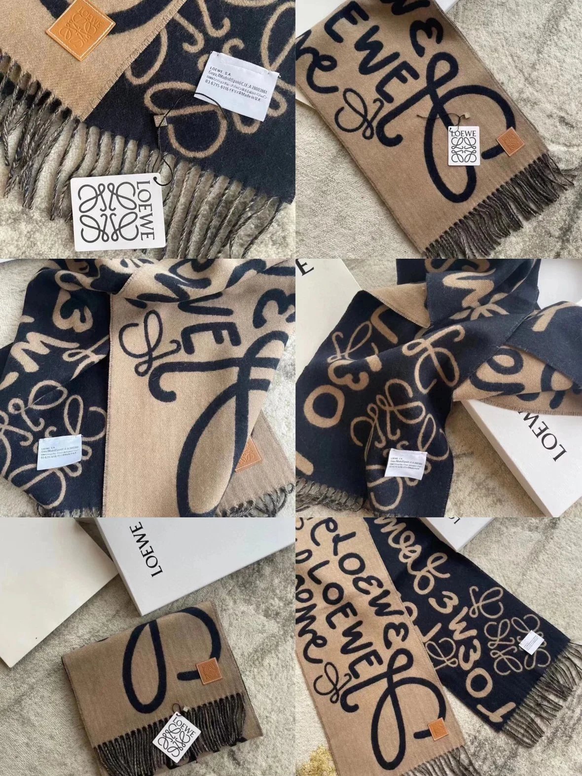Loewe Scarves Reversible Anagram Logo Fringe Scarf image 8