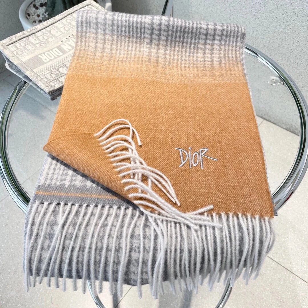 Dior Scarves Fringed embroidered logo scarf image 3