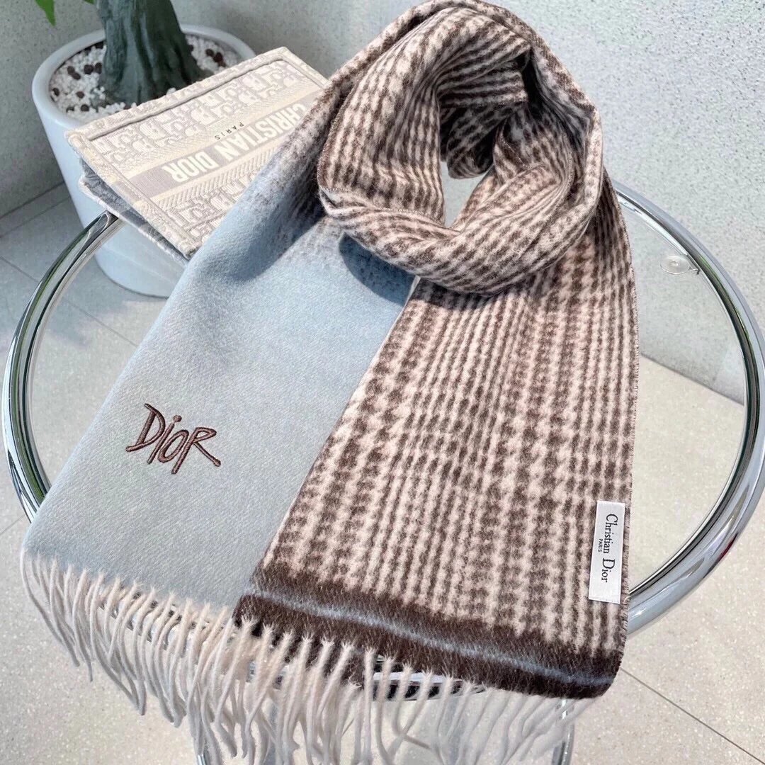 Dior Scarves Fringed embroidered logo scarf image 8