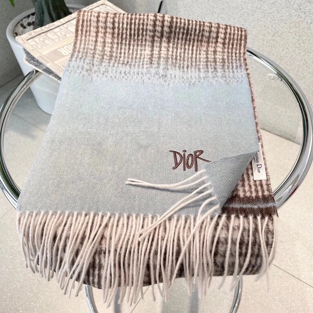 Dior Scarves Fringed embroidered logo scarf image 7