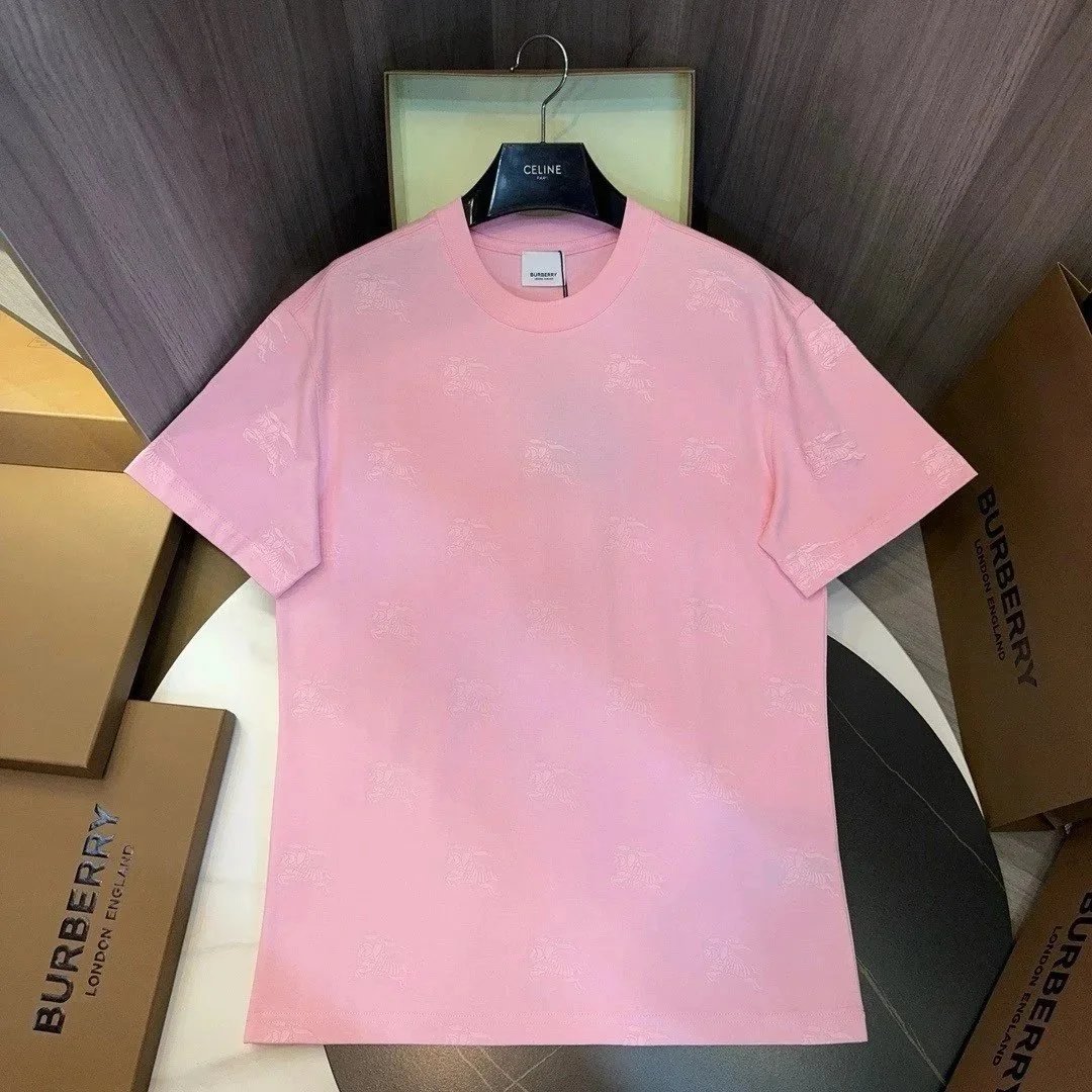 Burberry T-Shirts Short-sleeve crew-neck logo graphic — Pink print