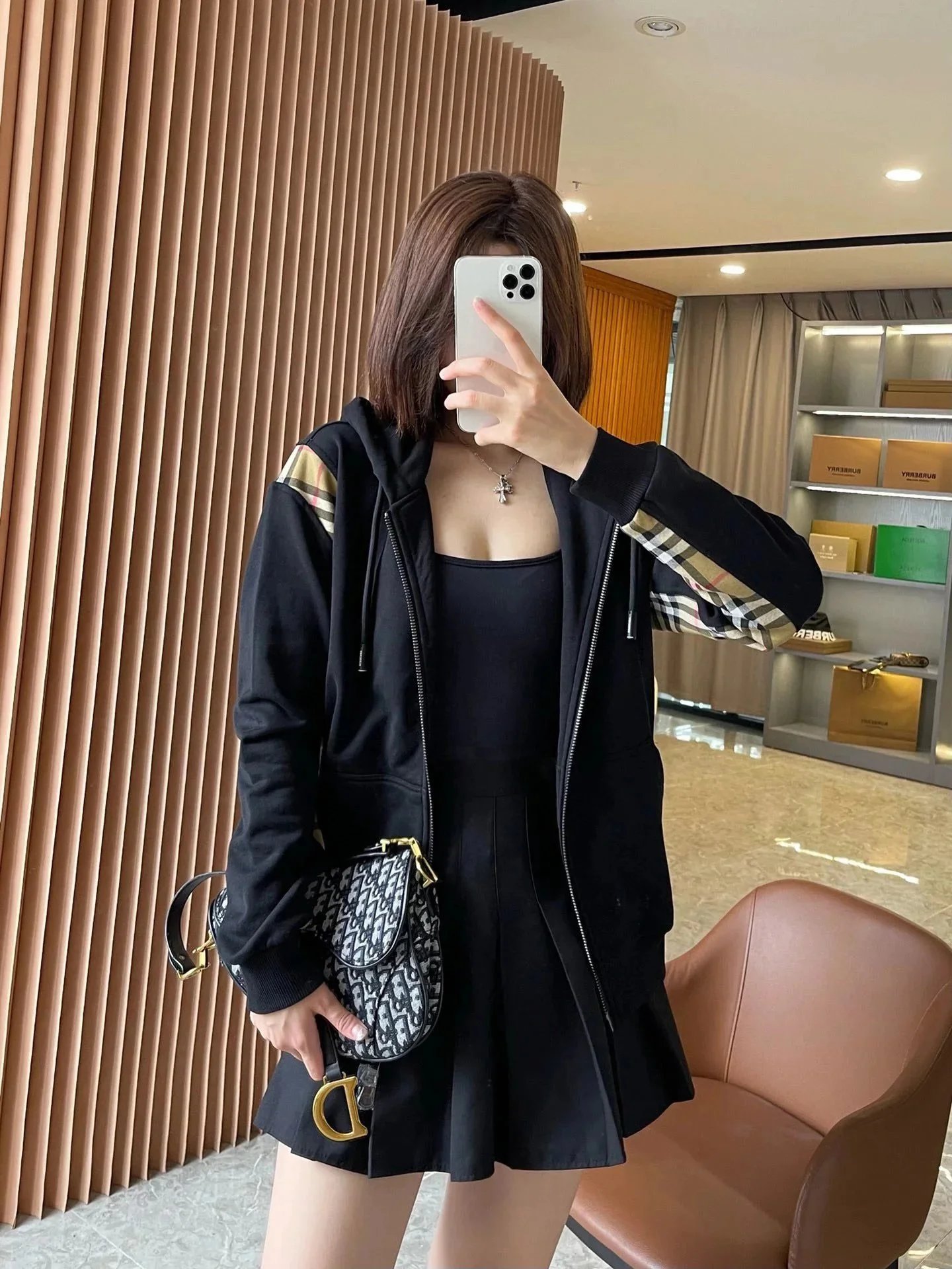 Burberry Hoodies & Sweatshirts Zip-Up Hoodie with Check Panels image 4