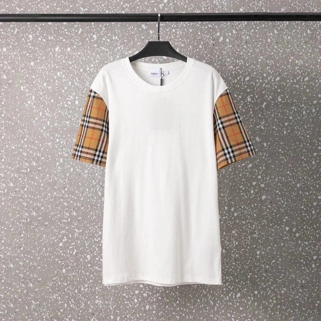 Burberry T-Shirts Short-sleeve crew-neck logo graphic — White plaid