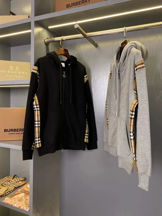 Burberry Hoodies & Sweatshirts Zip-Up Hoodie with Check Panels product detail image 2