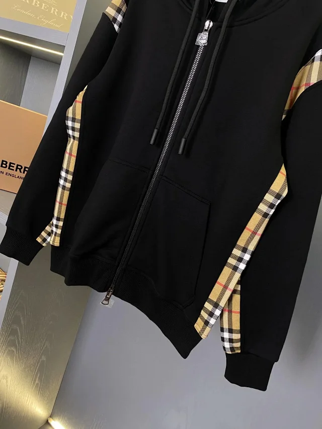 Burberry Hoodies & Sweatshirts Zip-Up Hoodie with Check Panels product detail image 5